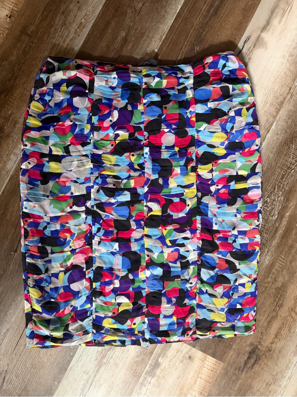 Doncaster Multicolor Abstract silk Pencil Skirt with Bright Accents